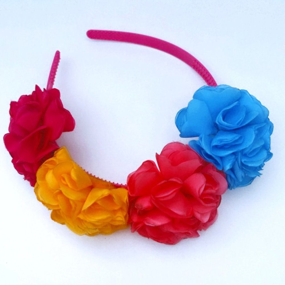 headband for girl 2 to 10 years old red, yellow pink and sky blue - Picture 1 of 3